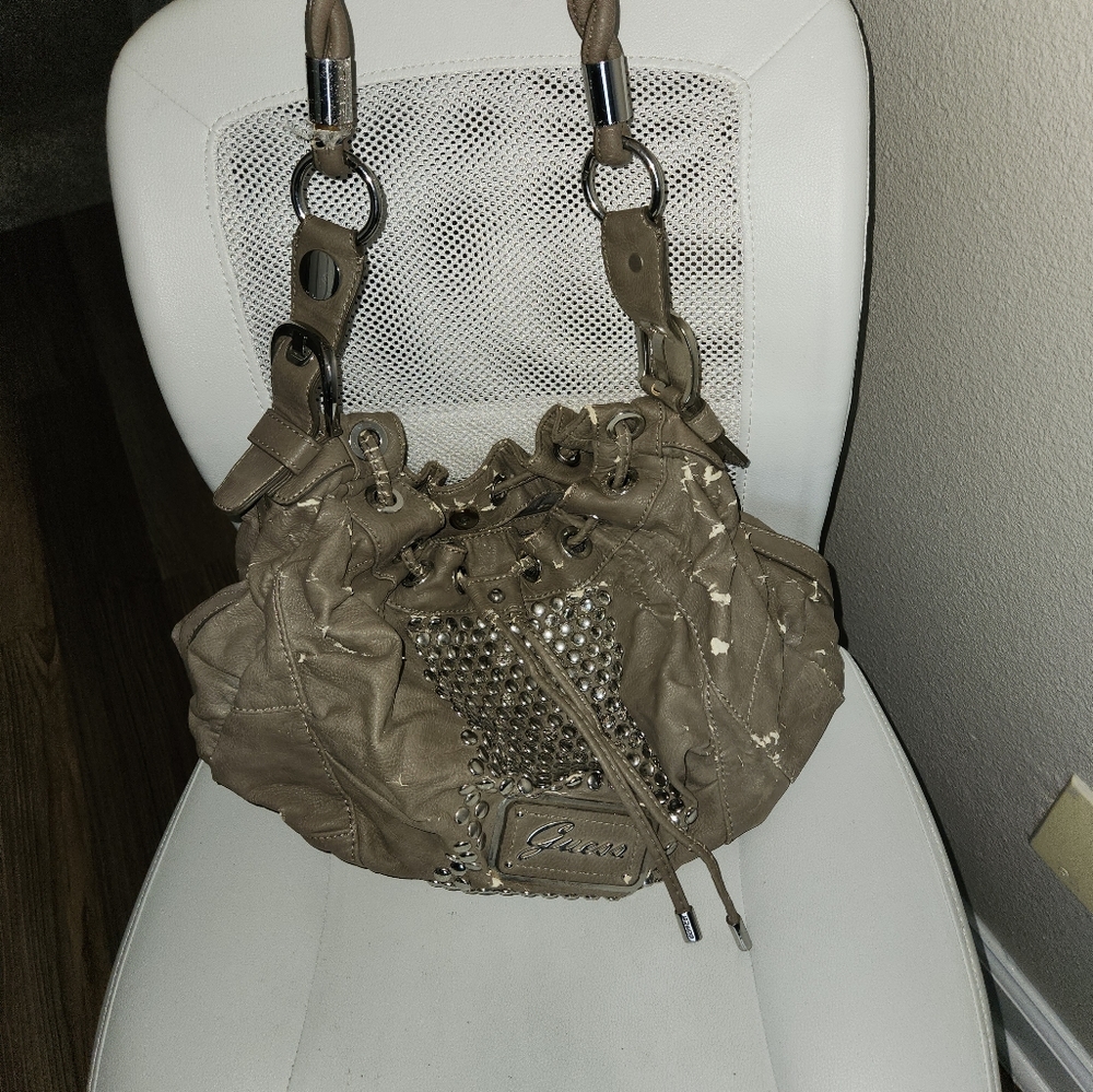 GUESS handbag gray leather